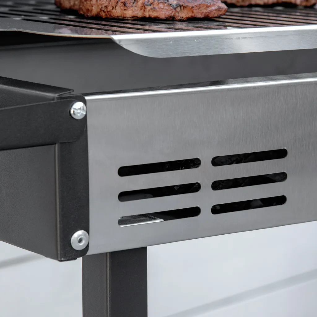 Outsunny Holzkohlegrill Campinggrill Mit Grillrost Und Rotisserie-Kit Klappbar Faltbar Camping Garten BBQ Rostfreier Stahl+Metall Schwarz 118 X 32 X 90 Cm 11 Outsunny Holzkohlegrill Campinggrill Mit Grillrost Und Rotisserie-Kit Klappbar Faltbar Camping Garten BBQ Rostfreier Stahl+Metall Schwarz 118 X 32 X 90 Cm – Bild 9