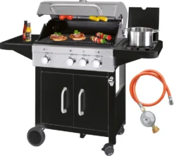 ProfiCook® Gasgrill 3 Brenner + 1 Seitenbrenner, Gas Grill Inkl. Gusseisen-Roste, Gasdruckminderer Und Schlauch, Für 5kg Gasflasche, Gasgrill Mit Kochplatte Und Temperaturanzeige , PC GG 1219 -Tepro Verkäufe 2024 460e5fd851663ef587053a01b4afb991
