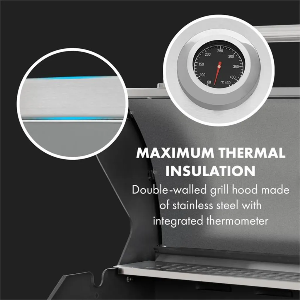 Klarstein Gasgrill Mit Großer Grillfläche, Gasgrill 1 Seitenbrenner & 4 Brenner, 17,1kW Edelstahl-Gasgrill, BBQ Gasgrill Für Balkon & Garten, Grill Für Propan, Gasgrills Mit 5 Brenner & Thermometer 10 Klarstein Gasgrill Mit Großer Grillfläche, Gasgrill 1 Seitenbrenner & 4 Brenner, 17,1kW Edelstahl-Gasgrill, BBQ Gasgrill Für Balkon & Garten, Grill Für Propan, Gasgrills Mit 5 Brenner & Thermometer – Bild 8