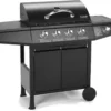 TAINO BASIC 4+1 Gasgrill Mit Seitenbrenner Gasgrill 4 Brenner BBQ Grillwagen Edelstahl-Brenner Schwarz