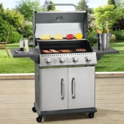 Juskys Gasgrill Kansas Mit 4 Brenner 12 KW, BBQ Grill Mit Gusseisen-Grillrost, Warmhalterost & Thermometer, XL Grillwagen 2 Seitenablagen & 4 Räder -Tepro Verkäufe 2024 485af96b3b6e7f053fb1fcf519e2dbe2
