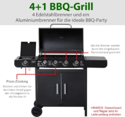 Outsunny Gasgrill BBQ Grillwagen Mit 4 Brennern 1 Seitenbrenner Schrank Multifunktion Metall Schwarz 125 X 51 X 100 Cm -Tepro Verkäufe 2024 49b6d1ac9aa0795500d7d96a77062d95
