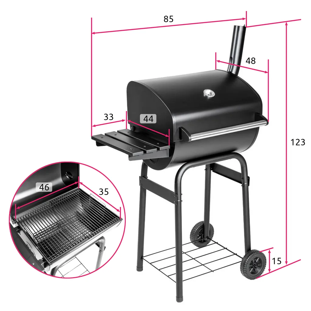 Tectake Holzkohlegrill Mit Deckel Und Thermometer - Schwarz 6 Tectake Holzkohlegrill Mit Deckel Und Thermometer - Schwarz – Bild 4