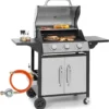 Klarstein Gasgrill Mit Großer Grillfläche, Gasgrill Mit 3 Brenner, 10,8 KW Edelstahl-Gasgrill, BBQ Gasgrill Für Balkon & Garten, Grill Für Propangas, Gasgrills Mit Seitentischen & Thermometer