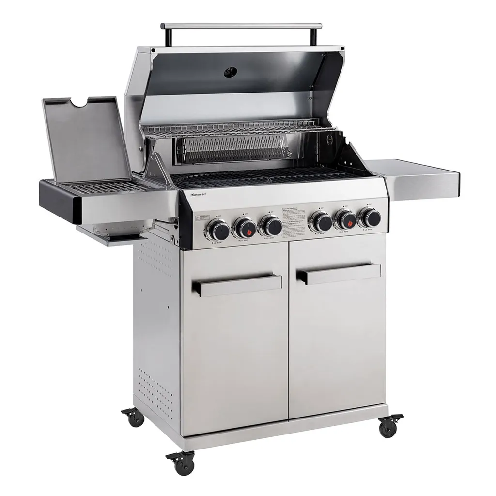 TAINO PLATINUM 4+2 Gasgrill Komplett Edelstahl 4-Brenner Silber Grillwagen BBQ Keramik-Brenner Backburner Sear-Zone Piezozündung Seitenkocher Gusseisen-Roste 5 TAINO PLATINUM 4+2 Gasgrill Komplett Edelstahl 4-Brenner Silber Grillwagen BBQ Keramik-Brenner Backburner Sear-Zone Piezozündung Seitenkocher Gusseisen-Roste – Bild 3