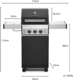 TAINO BLACK 2+1 Gasgrill-Set Haube Regler Gasgrill Mit Seitenbrenner Gusseisen-Rost Gasgrill 2 Brenner Standgrill Matt Schwarz -Tepro Verkäufe 2024 4ecc6a0d11d6694407c57b89c8e14f52