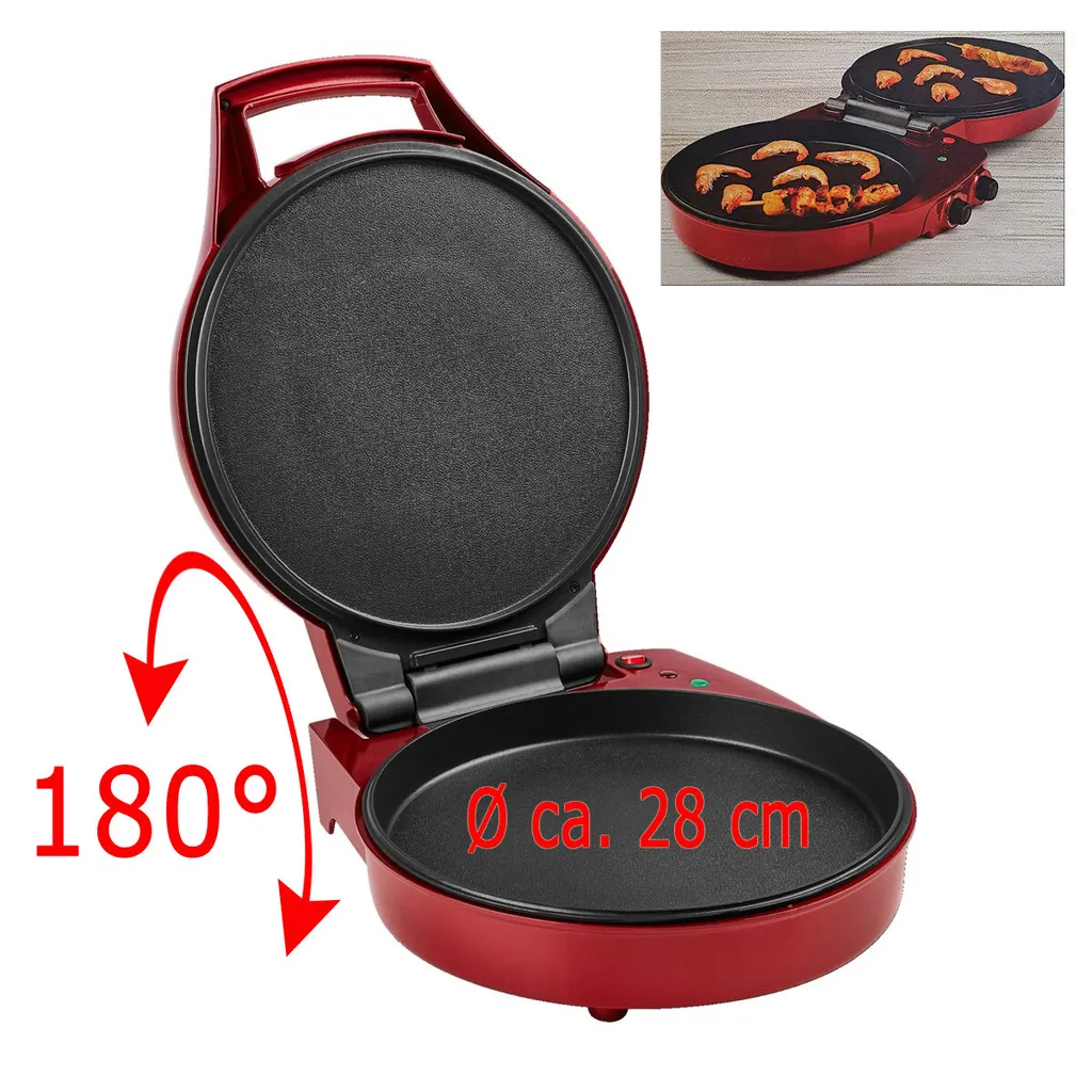 Tec Star Pizzamaker Tischgrill 2in1 1800 W 28 Cm Ø Antihaftbeschichtung 6 Tec Star Pizzamaker Tischgrill 2in1 1800 W 28 Cm Ø Antihaftbeschichtung – Bild 4