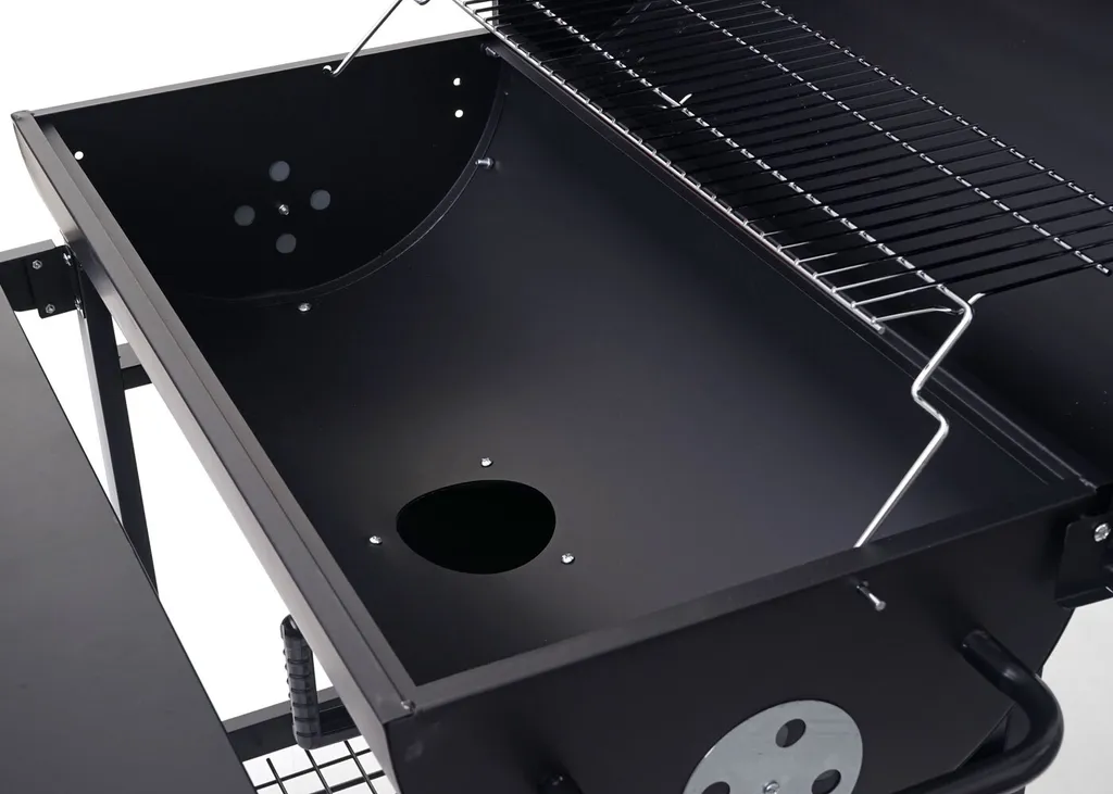 Grillwagen HWC-F70, Holzkohlegrill Standgrill Gartengrill Mit Deckel Ablage, Stahl 103x93x70cm Schwarz 7 Grillwagen HWC-F70, Holzkohlegrill Standgrill Gartengrill Mit Deckel Ablage, Stahl 103x93x70cm Schwarz – Bild 5