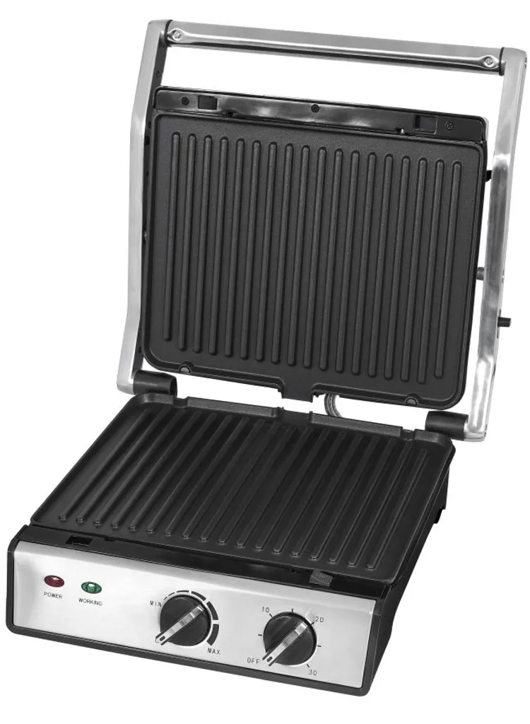 Exquisit Kontaktgrill KG 6102 Isw | Antihaftbeschichtete Grillplatten | Stufenlos Einstellbar | 2000 Watt | Edelstahl 4 Exquisit Kontaktgrill KG 6102 Isw | Antihaftbeschichtete Grillplatten | Stufenlos Einstellbar | 2000 Watt | Edelstahl – Bild 2