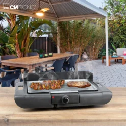 Clatronic BQS 3508 Barbecue-Standgrill, Verchromter Grillrost, Windschutz, Zwischenablage, Cool Touch-Gehäuse, Schwarz, 2000 Watt -Tepro Verkäufe 2024 5194b7bfddad12b6715f57b14a79c589