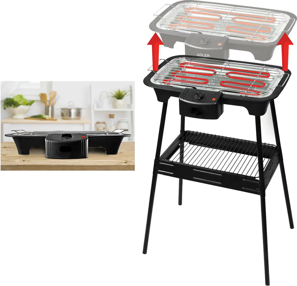 Adler 2in1 Standgrill BBQ Grill Partygrill Tischgrill Standtischgrill Elektro Grill 2000 Watt 21 Adler 2in1 Standgrill BBQ Grill Partygrill Tischgrill Standtischgrill Elektro Grill 2000 Watt – Bild 19