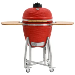 BBQ-Toro Kamado Grill Holzkohlegrill Ø 46 Cm "KURO" Mit Bambusablage, Thermometer, Rot