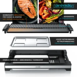 Arendo Tischgrill Elektrisch – XXL Elektrogrill Party Grill - Abnehmbare Platte - Fettauffangschale – Für BBQ, Steaks, Würstchen, Fisch, Gemüse Etc. – Indoor Und Outdoor - BPA-frei -Tepro Verkäufe 2024 580a0daac9ca0fa308272a2d36a6e227