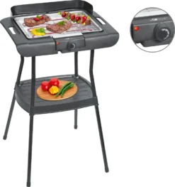 Clatronic BQS 3508 Barbecue-Standgrill, Verchromter Grillrost, Windschutz, Zwischenablage, Cool Touch-Gehäuse, Schwarz, 2000 Watt -Tepro Verkäufe 2024 584fa4ad0c587e67bef9932d396e6973