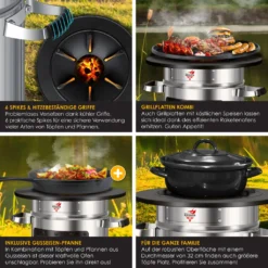 KESSER® Raketenofen Inkl. Grillpfanne Aus Gusseisen Mit Tragetasche Dutch Oven BBQ Rakete Holzofen Camping Campingkocher Campinggrill, Edelstahl, Farbe:Silber -Tepro Verkäufe 2024 593362107d54f95cb2fbd92648454104