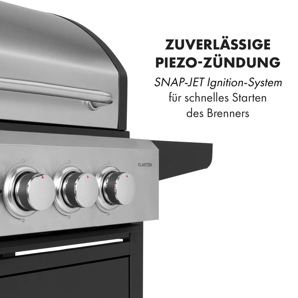Klarstein Gasgrill Mit Kochplatte, Seitenbrenner Gasgrill Mit 3 Brenner, 8,1kW Edelstahl-Gasgrill, BBQ Gasgrill Für Balkon & Garten, Grill Für Gas & Kohle, Gasgrills Mit Thermometer 9 Klarstein Gasgrill Mit Kochplatte, Seitenbrenner Gasgrill Mit 3 Brenner, 8,1kW Edelstahl-Gasgrill, BBQ Gasgrill Für Balkon & Garten, Grill Für Gas & Kohle, Gasgrills Mit Thermometer – Bild 7