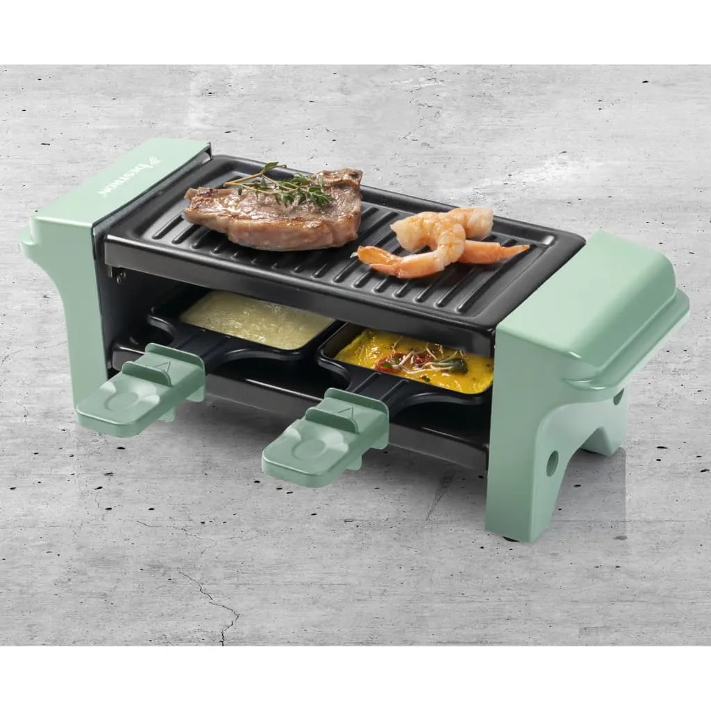 Bestron Raclette Für 1 Bis 2 Personen, Mini Tischgrill Mit Zwei Pfännchen Und Zwei Holzschabern, 350 Watt, Farbe: Grün/Schwarz 10 Bestron Raclette Für 1 Bis 2 Personen, Mini Tischgrill Mit Zwei Pfännchen Und Zwei Holzschabern, 350 Watt, Farbe: Grün/Schwarz – Bild 8