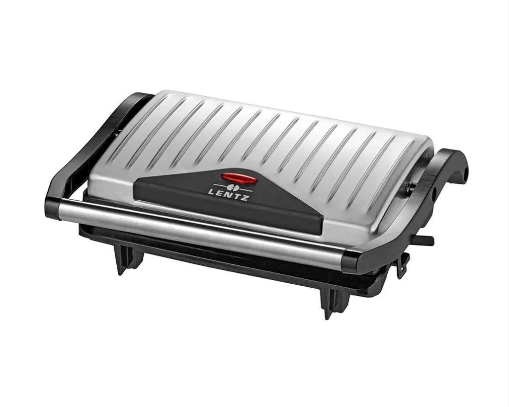 Kontaktgrill Mit Gebürstetem Edelstahldekor, 23x14,5cm 750 Watt, Lentz 3 Kontaktgrill Mit Gebürstetem Edelstahldekor, 23x14,5cm 750 Watt, Lentz