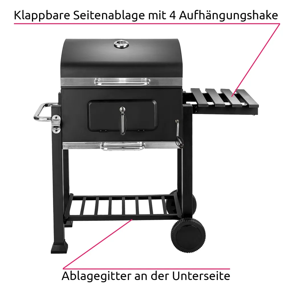 Tectake Holzkohlegrill Höhenverstellbar - Schwarz 4 Tectake Holzkohlegrill Höhenverstellbar - Schwarz – Bild 2