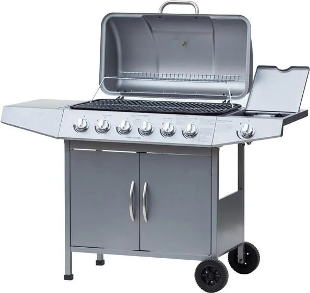 El Fuego Gasgrill / Grillwagen Dayton 6+1 Silber Grillfläche 69x35cm 5 El Fuego Gasgrill / Grillwagen Dayton 6+1 Silber Grillfläche 69x35cm – Bild 3