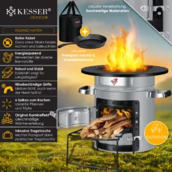 KESSER® Raketenofen Inkl. Grillpfanne Aus Gusseisen Mit Tragetasche Dutch Oven BBQ Rakete Holzofen Camping Campingkocher Campinggrill, Edelstahl, Farbe:Grau -Tepro Verkäufe 2024 5fffe75f266d7a231b1bb0770ba3feaa