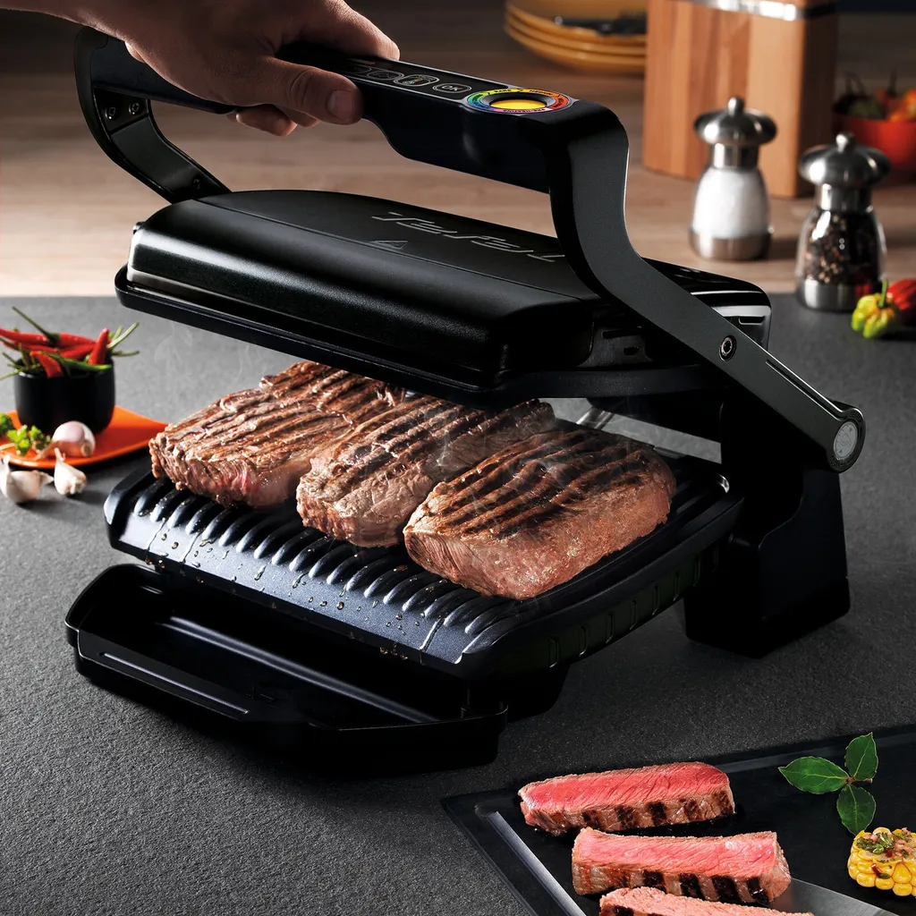 TEFAL Kontaktgrill Optigrill+ GC7128 (Elektrisch, 2000 Watt, 6 Grillprogramme, Lichtindikator, 33,3 X 20 Cm Grillfläche, 7 TEFAL Kontaktgrill Optigrill+ GC7128 (Elektrisch, 2000 Watt, 6 Grillprogramme, Lichtindikator, 33,3 X 20 Cm Grillfläche, – Bild 5