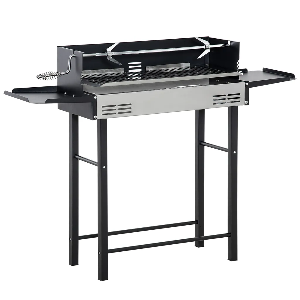 Outsunny Holzkohlegrill Campinggrill Mit Grillrost Und Rotisserie-Kit Klappbar Faltbar Camping Garten BBQ Rostfreier Stahl+Metall Schwarz 118 X 32 X 90 Cm 3 Outsunny Holzkohlegrill Campinggrill Mit Grillrost Und Rotisserie-Kit Klappbar Faltbar Camping Garten BBQ Rostfreier Stahl+Metall Schwarz 118 X 32 X 90 Cm