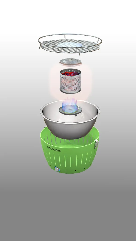 LotusGrill Classic Feuerrot G340 Holzkohlegrill Tischgrill Raucharm USB-Anschluß 9 LotusGrill Classic Feuerrot G340 Holzkohlegrill Tischgrill Raucharm USB-Anschluß – Bild 7