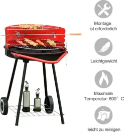Outsunny Holzkohlegrill Rundgrill Standgrill Auf Rollen Mit Ablage Rost BBQ Metall Rot L70 X B51 X H75,5cm 14 Outsunny Holzkohlegrill Rundgrill Standgrill Auf Rollen Mit Ablage Rost BBQ Metall Rot L70 X B51 X H75,5cm -Tepro Verkäufe 2024 6923296b25d681967b14cdd6d0c70ca0