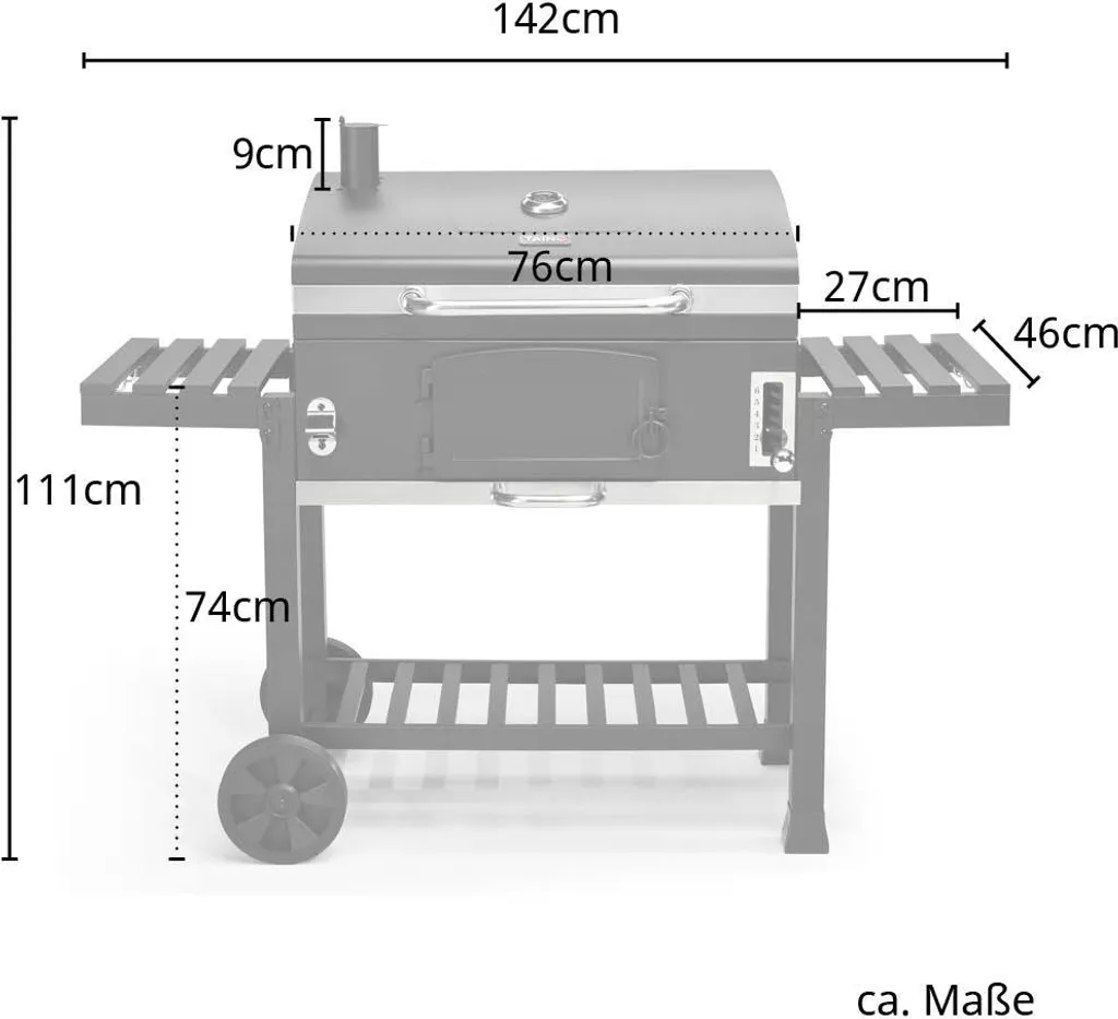 TAINO HERO XXL Smoker Holzkohle-Grill BBQ Grillwagen Standgrill 5 TAINO HERO XXL Smoker Holzkohle-Grill BBQ Grillwagen Standgrill – Bild 3