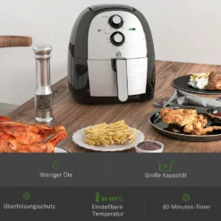 HOMCOM Luftfritteuse Frittierkorb 5L 1700W Heißluftfritteuse Zum Frittieren Grillen Braten Backen Ohne Fett PP Aluminium Silber+Schwarz 38,5 X 30,7 X 33,1 Cm -Tepro Verkäufe 2024 6c595ac5554e87d32c398989dc05788f