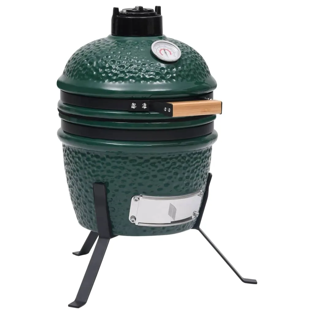 VidaXL 2-in-1 Kamado-Grill Smoker Keramik 56 Cm Grün 3 VidaXL 2-in-1 Kamado-Grill Smoker Keramik 56 Cm Grün