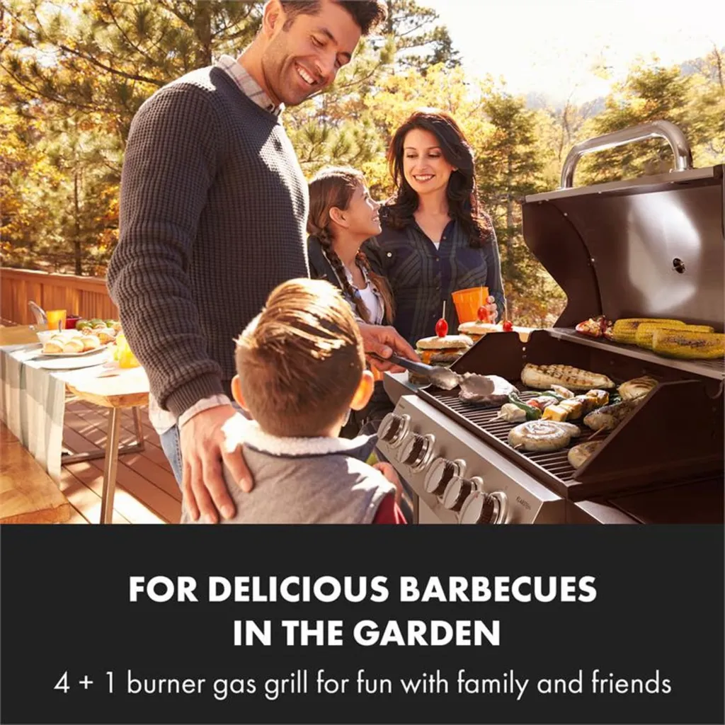 Klarstein Gasgrill Mit Großer Grillfläche, Gasgrill 1 Seitenbrenner & 4 Brenner, 17,1kW Edelstahl-Gasgrill, BBQ Gasgrill Für Balkon & Garten, Grill Für Propan, Gasgrills Mit 5 Brenner & Thermometer 5 Klarstein Gasgrill Mit Großer Grillfläche, Gasgrill 1 Seitenbrenner & 4 Brenner, 17,1kW Edelstahl-Gasgrill, BBQ Gasgrill Für Balkon & Garten, Grill Für Propan, Gasgrills Mit 5 Brenner & Thermometer – Bild 3
