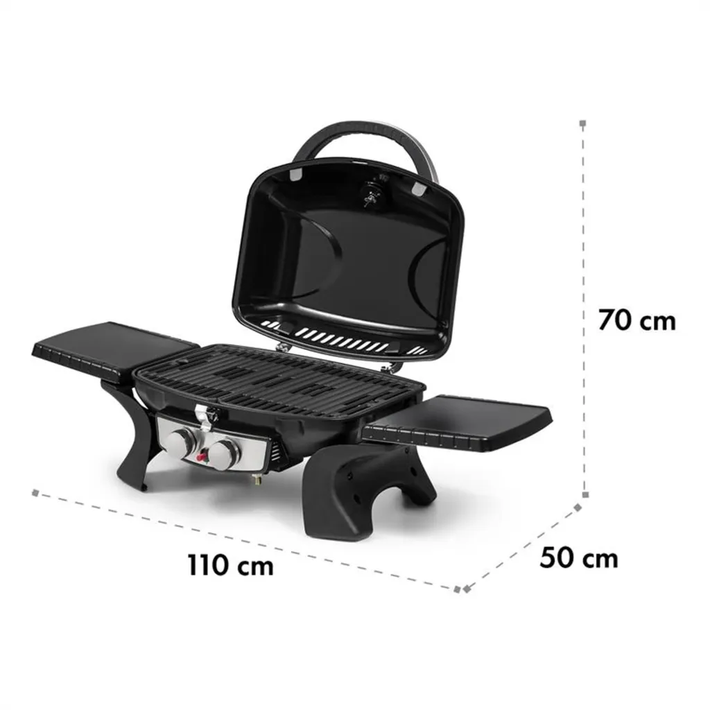 Klarstein Parforce Duo Gasgrill BBQ-Gasgrill Mit 4,4kW - 2 Brenner, Bis 300 °C, Gastyp: Butan/Propan, Edelstahl, 15000 BTU, Elektrische Zündung, 50 X 39 Cm Große Grillfläche, Deckel, Schwarz 4 Klarstein Parforce Duo Gasgrill BBQ-Gasgrill Mit 4,4kW - 2 Brenner, Bis 300 °C, Gastyp: Butan/Propan, Edelstahl, 15000 BTU, Elektrische Zündung, 50 X 39 Cm Große Grillfläche, Deckel, Schwarz – Bild 2