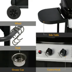 BIGHORN Gasgrill 2 Brenner Mit Seitenablage, Grillwagen Mit Räder, Warmhalte- Und Grillrost -Tepro Verkäufe 2024 729e15a557fd231df68cdf96bb94dc56