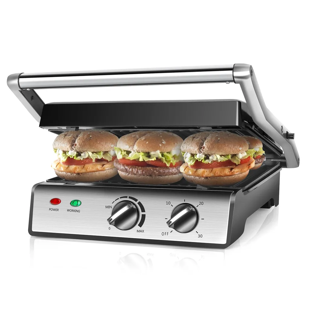 Aigostar Kontaktgrill, Sandwichmaker, 180° Aufklappbar Als Tischgrill, Panini Grill Mit Abnehmbaren Platten, Regelbarer Thermostat &Timer, Antihaftbeschichtet, 2000W 3 Aigostar Kontaktgrill, Sandwichmaker, 180° Aufklappbar Als Tischgrill, Panini Grill Mit Abnehmbaren Platten, Regelbarer Thermostat &Timer, Antihaftbeschichtet, 2000W