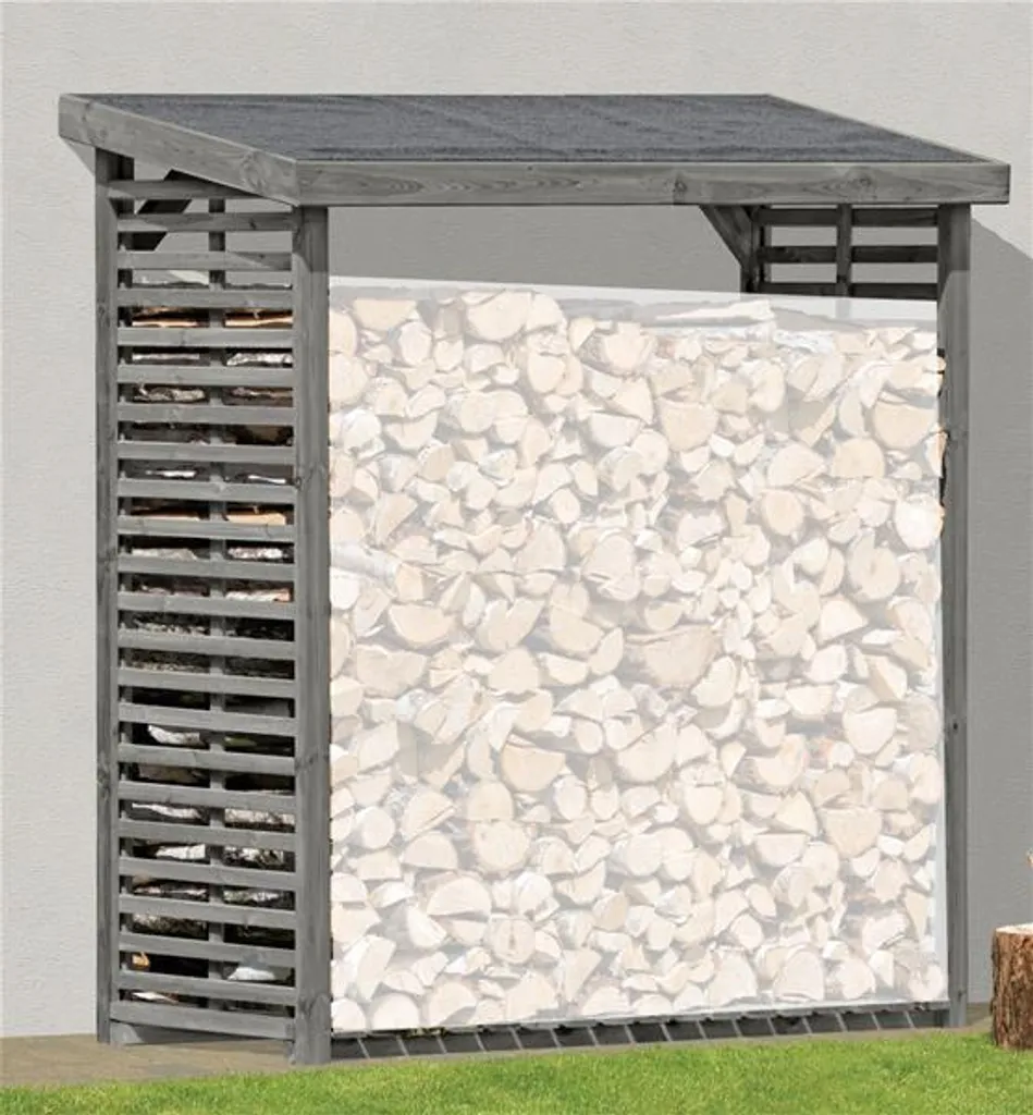 Kaminholzregal / Brennholzregal Flammo L BIG KI Grau 208x75x200cm 3 Kaminholzregal / Brennholzregal Flammo L BIG KI Grau 208x75x200cm