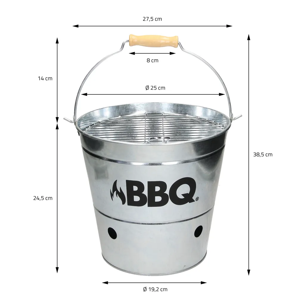 ECD Germany Grilleimer Ø 25cm Mit Grillrost Und Tragegriff, Eimergrill Aus Edelstahl In Silber, Minigrill Mit Belüftung, Campinggrill Holzkohlegrill BBQ Grill Picknickgrill Grillkübel Feuerkübel 8 ECD Germany Grilleimer Ø 25cm Mit Grillrost Und Tragegriff, Eimergrill Aus Edelstahl In Silber, Minigrill Mit Belüftung, Campinggrill Holzkohlegrill BBQ Grill Picknickgrill Grillkübel Feuerkübel – Bild 6