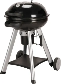 TAINO NEO Holzkohle-Kugelgrill Mit Klappbarem Deckel Kettle-Grill Ø 57 Cm Thermometer Schwarz