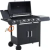 Outsunny Gasgrill BBQ Grillwagen Mit 4 Brennern 1 Seitenbrenner Schrank Multifunktion Metall Schwarz 125 X 51 X 100 Cm -Tepro Verkäufe 2024 78f322f4322c7b6bd6e7647bea80407b