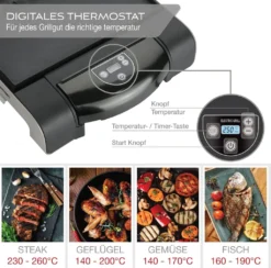 LEBENLANG Tischgrill Elektrisch Mit Spritzschutz & Digitalem Thermostat | Elektrogrill Für Balkon Und Drinnen | Teppanyaki Grillplatte Elektrisch | BBQ Tisch Elektro Grill – Indoor Electric Grill -Tepro Verkäufe 2024 796ff35264083521ac41b46ccc6fa058