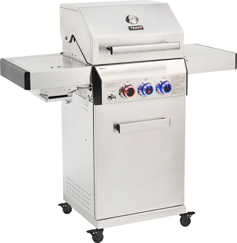 TAINO PLATINUM 2+1 Gasgrill Komplett Edelstahl 4-Brenner Silber Grillwagen BBQ Keramik-Brenner Sear-Zone 3 TAINO PLATINUM 2+1 Gasgrill Komplett Edelstahl 4-Brenner Silber Grillwagen BBQ Keramik-Brenner Sear-Zone