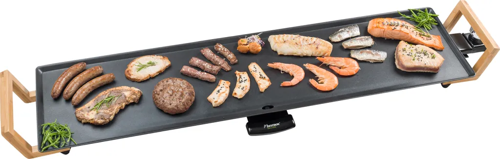 Bestron Elektrischer Tischgrill, XXL Teppanyaki Grillplatte Im Asia Design, Grillspaß Für 8 Personen, Extra Große Grillfläche, 1.800 W, Farbe: Schwarz 3 Bestron Elektrischer Tischgrill, XXL Teppanyaki Grillplatte Im Asia Design, Grillspaß Für 8 Personen, Extra Große Grillfläche, 1.800 W, Farbe: Schwarz