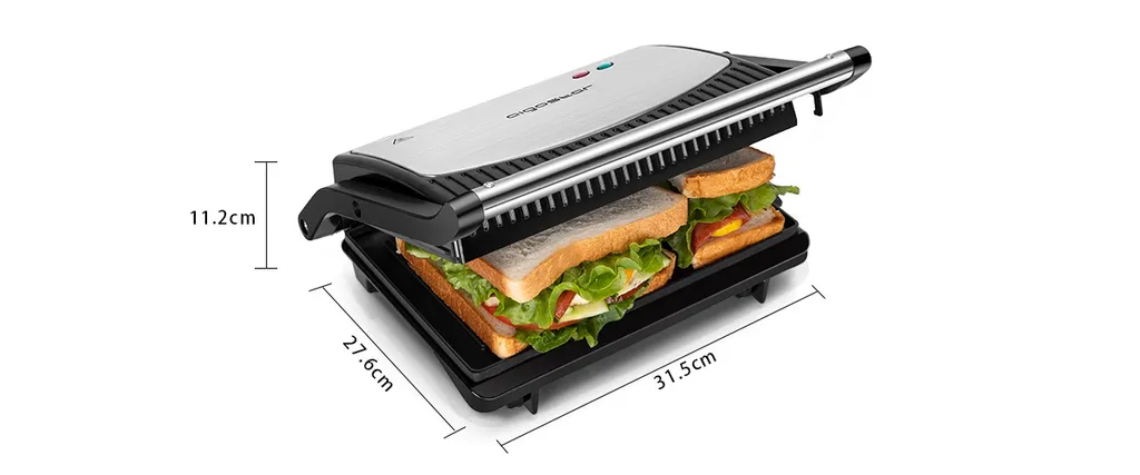 Aigostar York - Sandwichmaker 800W, Grilltoaster, Panini Maker, Cool Touch-Griff, Antihaft-Platten, BPA Frei, Edelstahl, Klein, Lagerfähig, Schwarz 6 Aigostar York - Sandwichmaker 800W, Grilltoaster, Panini Maker, Cool Touch-Griff, Antihaft-Platten, BPA Frei, Edelstahl, Klein, Lagerfähig, Schwarz – Bild 4