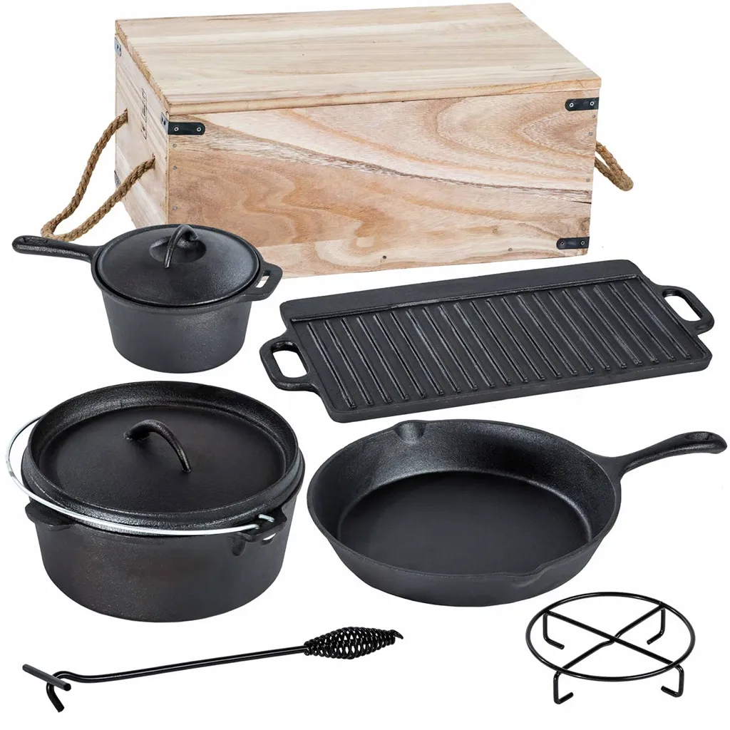Garden Pleasure Gusseisen-Kochset Dutch Oven Set 7-teilig Gusseisen Schwarz 507256 3 Garden Pleasure Gusseisen-Kochset Dutch Oven Set 7-teilig Gusseisen Schwarz 507256