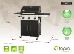 Tepro Gasgrill Keansburg 3 SE, 3-Brenner, 2x 3,2kW Und 1x 4,2kW Powerzone, Gussrost, Abklappbare Seitenablagen -Tepro Verkäufe 2024 7f51b5155d1e3e8fba032e8ef5bd2a34