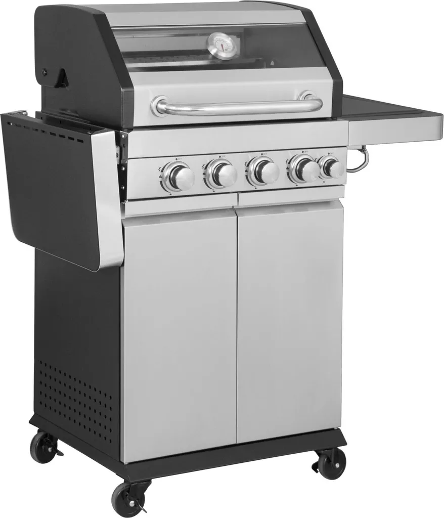 El Fuego Edelstahl Gasgrill Sunset Beach 4+1 Brenner, Grillrost U Grillplatte Gusseisern, Linkes Seitenteil Abklappbar 4 El Fuego Edelstahl Gasgrill Sunset Beach 4+1 Brenner, Grillrost U Grillplatte Gusseisern, Linkes Seitenteil Abklappbar – Bild 2
