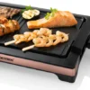 Bestron Elektrischer Tischgrill, Teppanyaki Mit Herausnehmbarer Grillplatte & Zwei Grilloberflächen, Antihaftbeschichtet, 2.000 Watt, Farbe: Schwarz/Kupfer