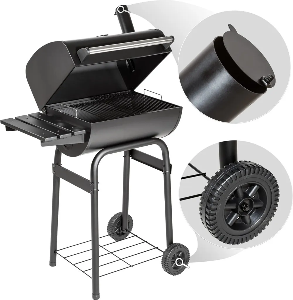 Tectake Holzkohlegrill Mit Deckel Und Thermometer - Schwarz 10 Tectake Holzkohlegrill Mit Deckel Und Thermometer - Schwarz – Bild 8
