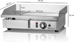 Mahlzeit Elektrische Edelstahl Grillplatte, 55 X 49 X 22 Cm, Bis 300 °C Beheizbar, Tischgrill -Tepro Verkäufe 2024 86b182f0096dfd436e6bd15cd1fa2836